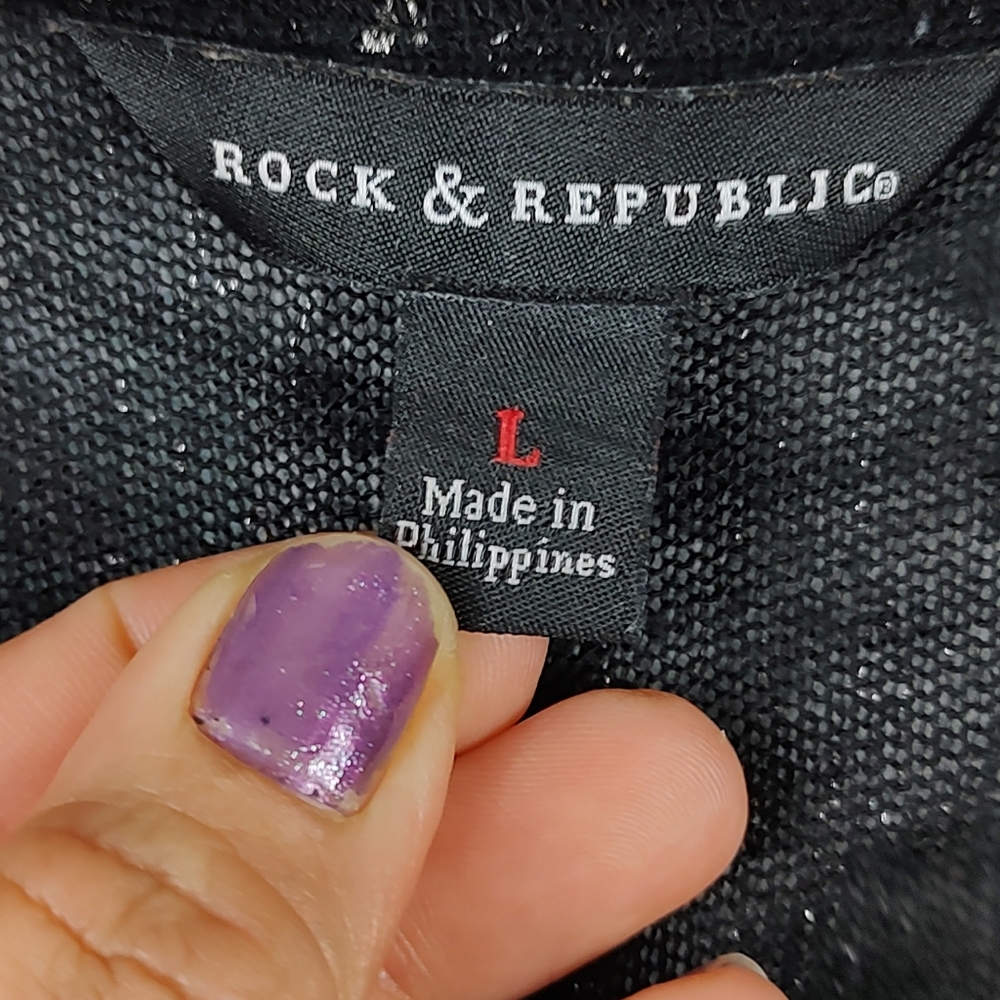 Rock & Republic Black Metallic Long Sleeve Top - Picture 4 of 8
